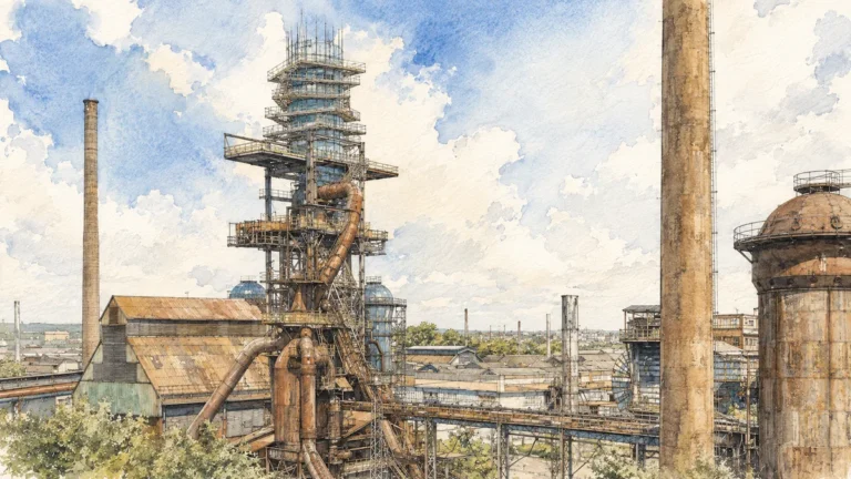 Akvarelová ilustrace k průvodci: Bolt Tower Ostrava