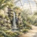 Akvarelová ilustrace k průvodci: Botanická zahrada Praha
