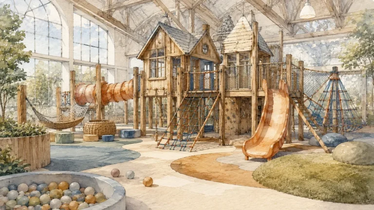 Tematická akvarelová ilustrace k průvodci: BRuNO family park Brno