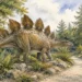 Tematická akvarelová ilustrace k průvodci: DinoPark Ostrava
