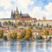 Tematická akvarelová ilustrace k průvodci: Pražský hrad