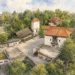 Akvarelová ilustrace k průvodci: Slezskoostravský hrad