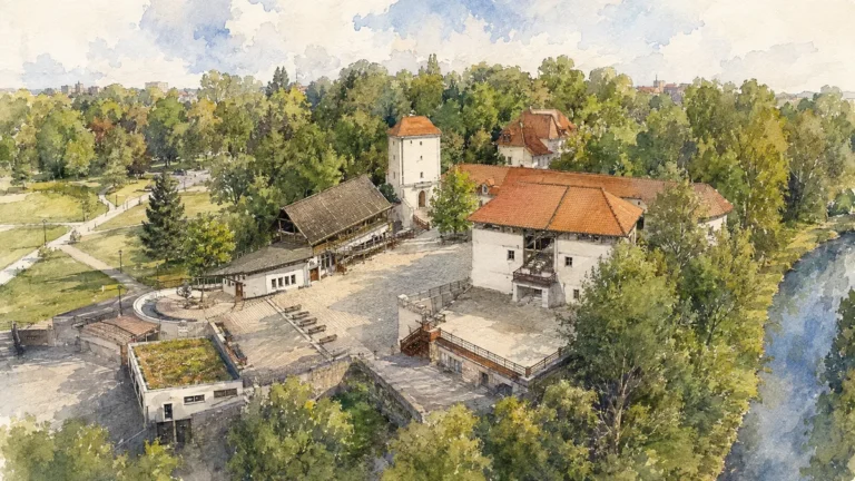 Akvarelová ilustrace k průvodci: Slezskoostravský hrad