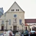Průčelí kapucínského kostela na Kapucínském náměstí v Brně; archivní fotografie exteriéru