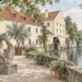 Tematická akvarelová ilustrace k průvodci: Museum Kampa