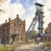 Akvarelová ilustrace k článku: Landek Park Ostrava: vstupné, fárání a Hornické muzeum