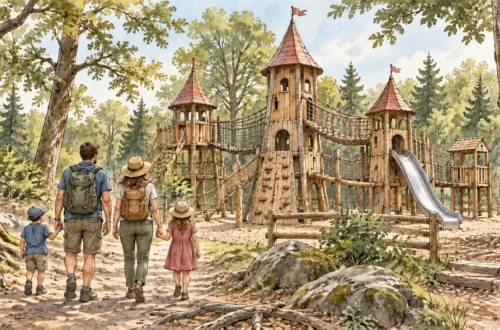 Tematická akvarelová ilustrace k průvodci: Mirakulum Milovice