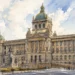Akvarelová ilustrace k článku: Národní muzeum Praha: vstupné, velryba a návštěva s dětmi