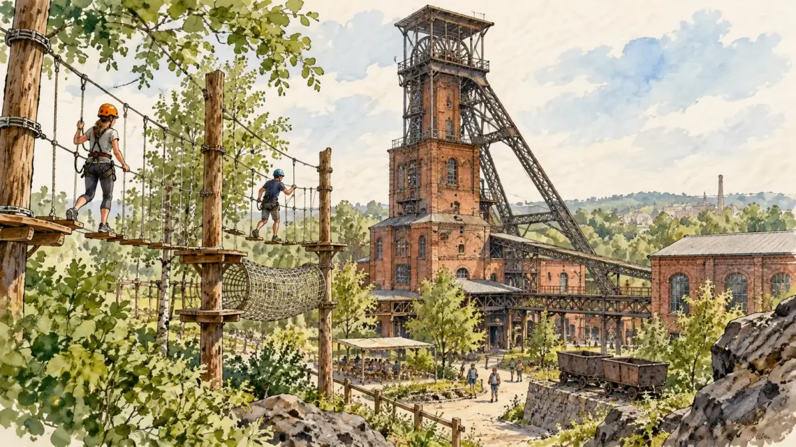 Tematická akvarelová ilustrace k průvodci: Permonium Oslavany