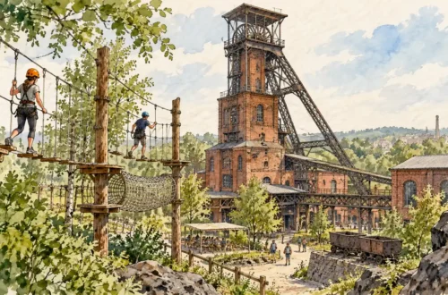 Tematická akvarelová ilustrace k průvodci: Permonium Oslavany