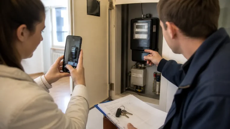 Ilustrační fotografie odečtu elektroměru při předání nájemního bytu