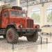 Tematická akvarelová ilustrace k průvodci: Muzea Tatra Kopřivnice