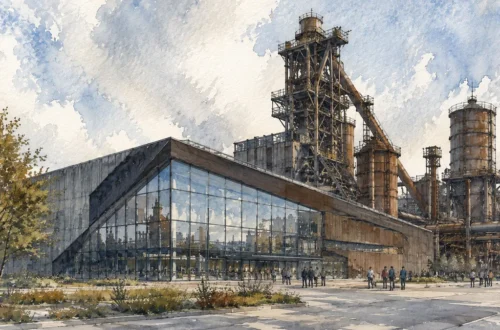 Akvarelová ilustrace k článku: Velký svět techniky Ostrava: vstupné, U6 a program s dětmi