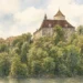 Akvarelová ilustrace k průvodci: Hrad Veveří
