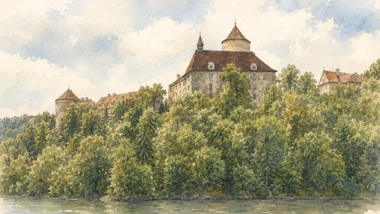 Akvarelová ilustrace k průvodci: Hrad Veveří