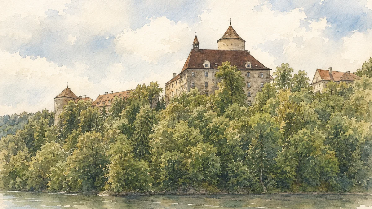 Akvarelová ilustrace k průvodci: Hrad Veveří