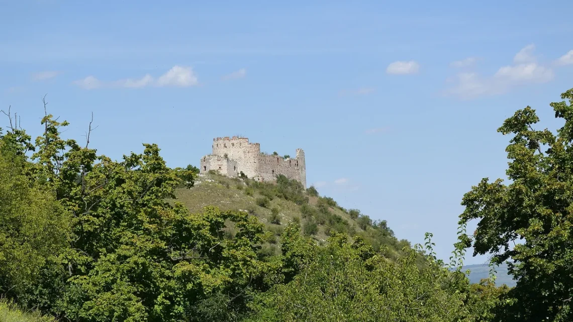 Zřícenina Dívčí hrady na severním výběžku Děvína nad Pavlovem, pohled od jihu